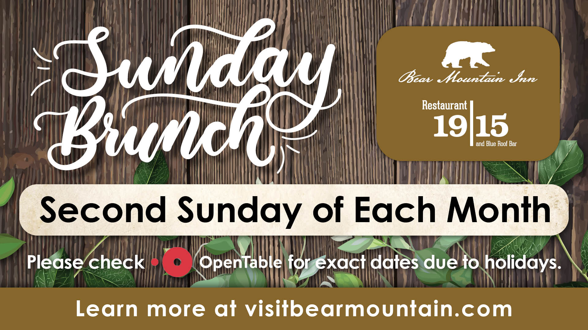 Sunday Brunch Bear Mountain Inn